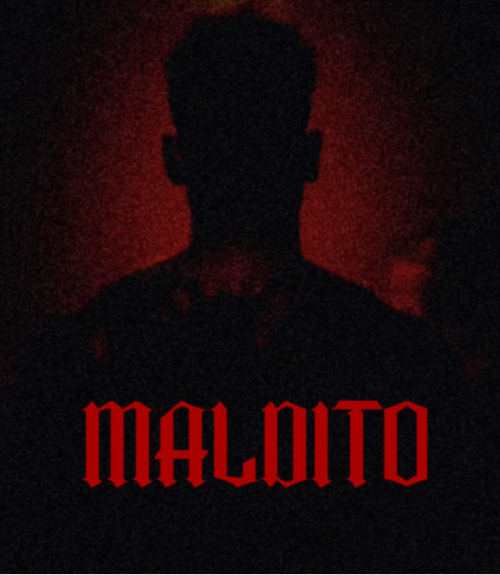 Silhouette of a person with 'MALDITO' text in red on a dark background