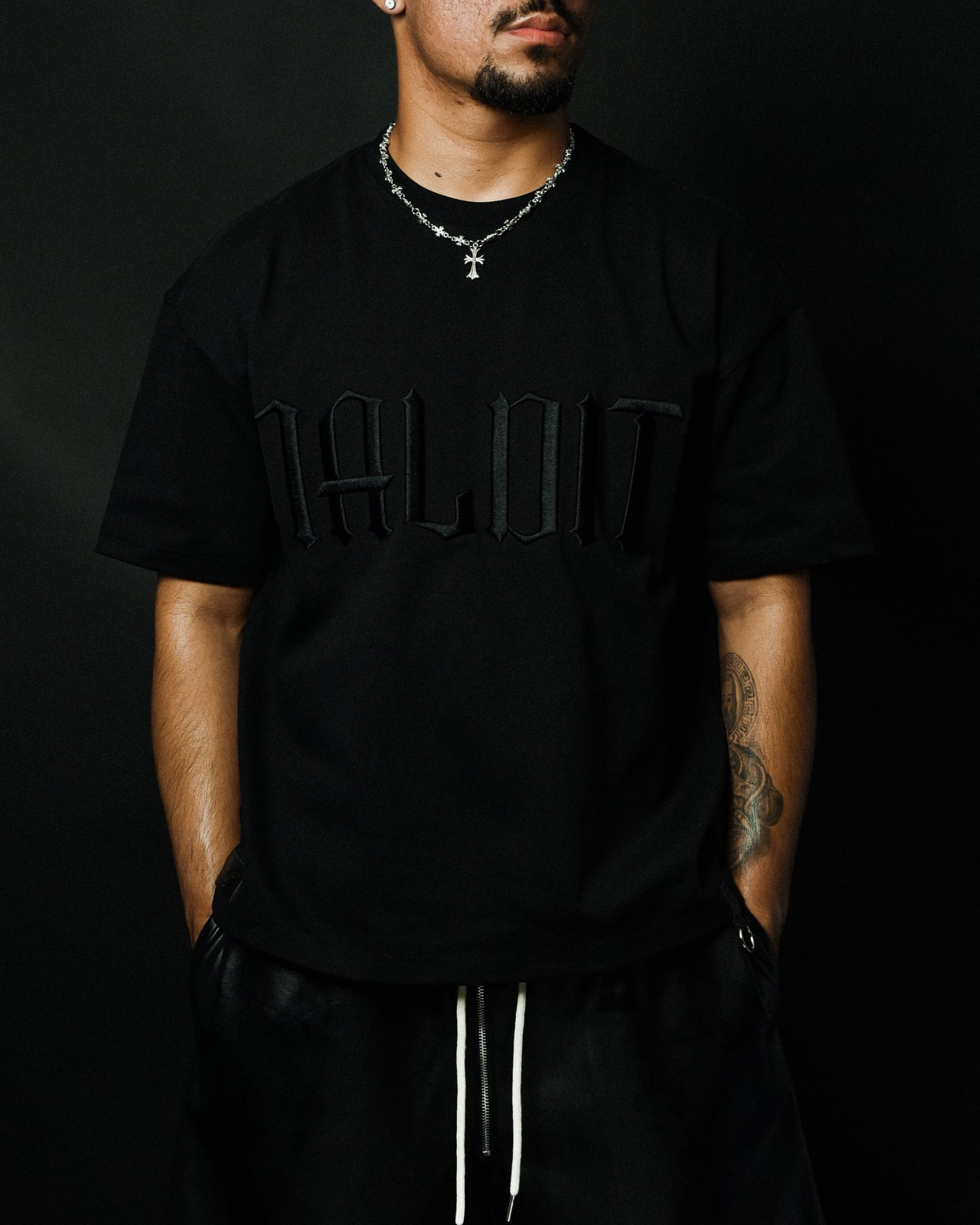 Front view of model wearing MALDITO The Break tee